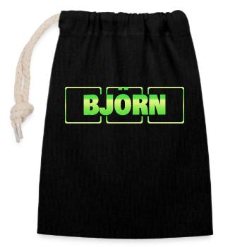 Gift idea Björn - Closable cotton gift bag (14x20cm) - black - Front