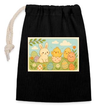 Ostern - Verschließbarer Geschenkbeutel aus Baumwolle (14x20cm) - Schwarz - Vorne