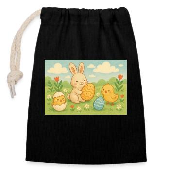 Ostern - Verschließbarer Geschenkbeutel aus Baumwolle (14x20cm) - Schwarz - Vorne