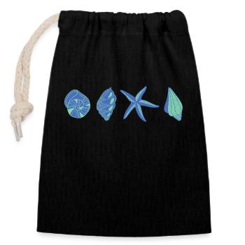 Blue Shells - Sea Animal - Closable cotton gift bag (14x20cm) - black - Front