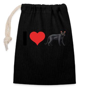 J’adore Bombay Cats - Cute Cat Pet Design - Sac cadeau en coton avec cordon (14 x 20 cm) - noir - Devant