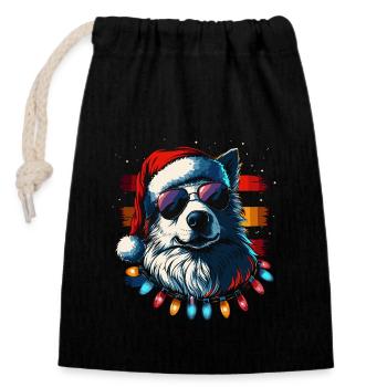 Samoyed Christmas Sunglasses - Closable cotton gift bag (14x20cm) - black - Front