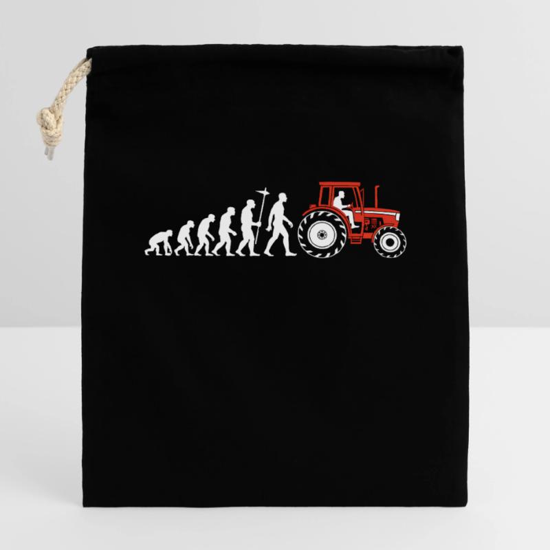 Evolution Farmer Farmer Traktor Verschließbarer Geschenkbeutel aus Baumwolle (14x20cm)