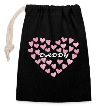 Daddy Love - Pink Hearts | Ideal for Father's Day - Closable cotton gift bag (14x20cm) - black - Front