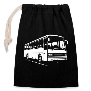 Old-school long-distance coach - Closable cotton gift bag (14x20cm) - black - Front