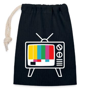 Motif de test Modèle rétro TV - Sac cadeau en coton avec cordon (14 x 20 cm) - bleu marine - Devant