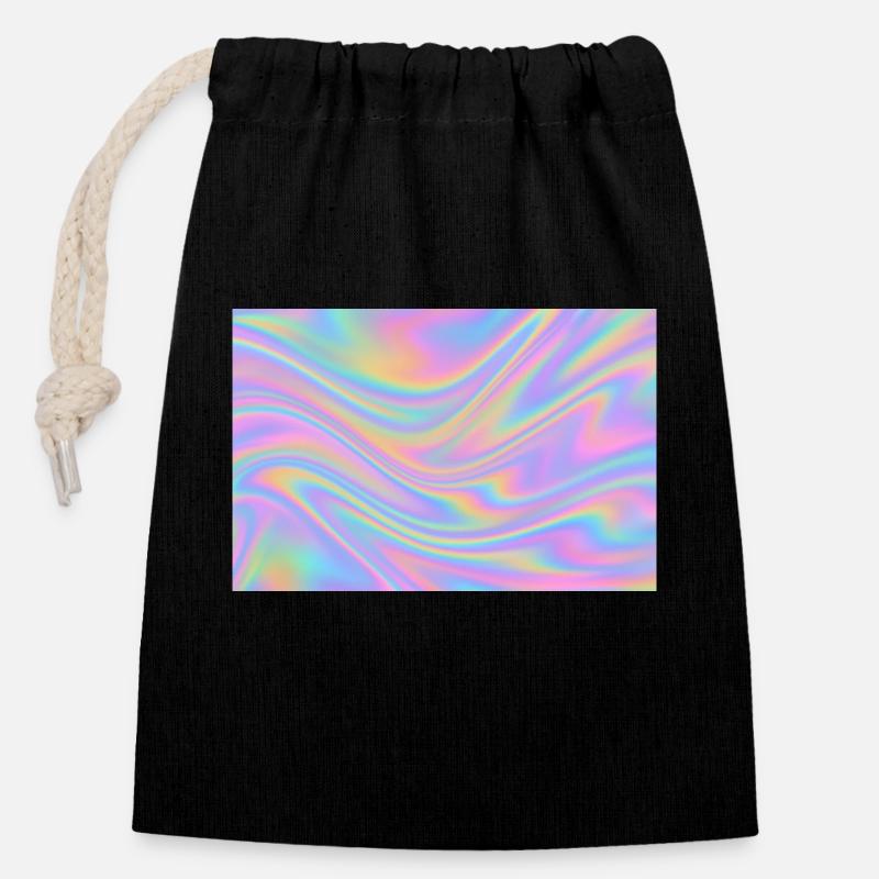 Conception holographique - Sac cadeau en coton avec cordon (14 x 20 cm) - noir