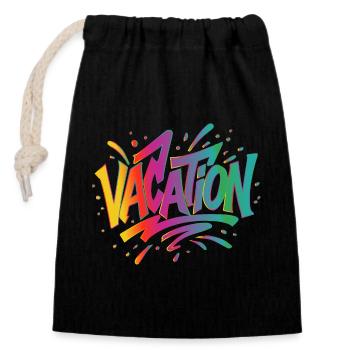VACATION Schriftzug –Buntes Graffiti im Sommerstil - Verschließbarer Geschenkbeutel aus Baumwolle (14x20cm) - Schwarz - Vorne