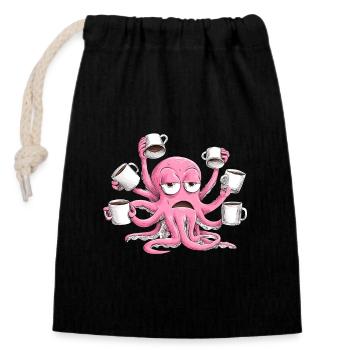 Musty Squid Coffee Enjoyment - Closable cotton gift bag (14x20cm) - black - Front
