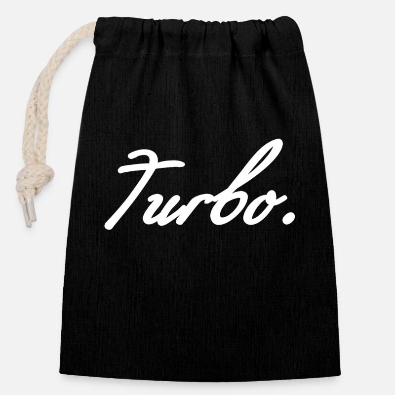 Turbo blanc - Sac cadeau en coton avec cordon (14 x 20 cm) - noir