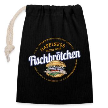 Sandwichs au poisson au hareng ou au hareng - Sac cadeau en coton avec cordon (14 x 20 cm) - noir - Devant