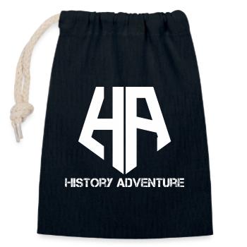 History Adventure Logo - Verschließbarer Geschenkbeutel aus Baumwolle (14x20cm) - Navy - Vorne