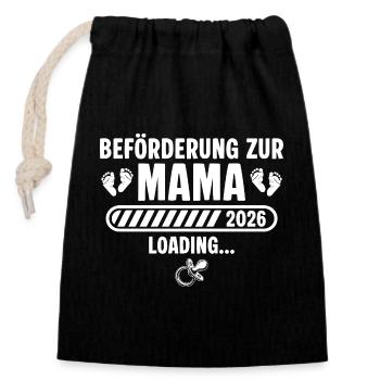 Annonce de grossesse de maman 2026 - Sac cadeau en coton avec cordon (14 x 20 cm) - noir - Devant