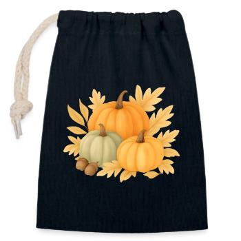 Herbstliche Kürbisse - Verschließbarer Geschenkbeutel aus Baumwolle (14x20cm) - Navy - Vorne
