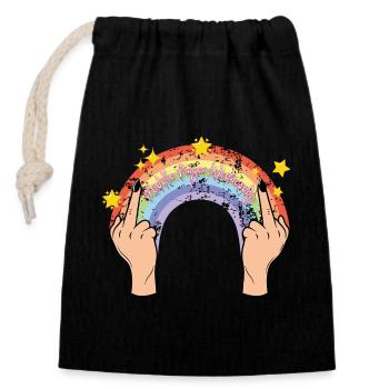 Doigt d’honneur mercredi - Sac cadeau en coton avec cordon (14 x 20 cm) - noir - Devant