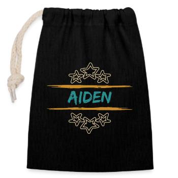 Aiden als Aiden - Verschließbarer Geschenkbeutel aus Baumwolle (14x20cm) - Schwarz - Vorne