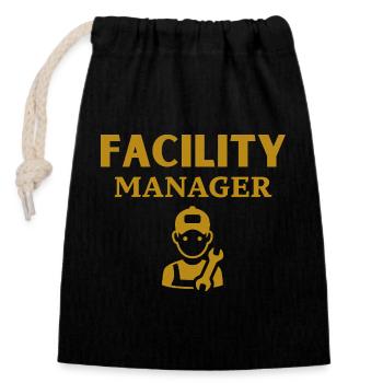 Facility Manager - Verschließbarer Geschenkbeutel aus Baumwolle (14x20cm) - Schwarz - Vorne