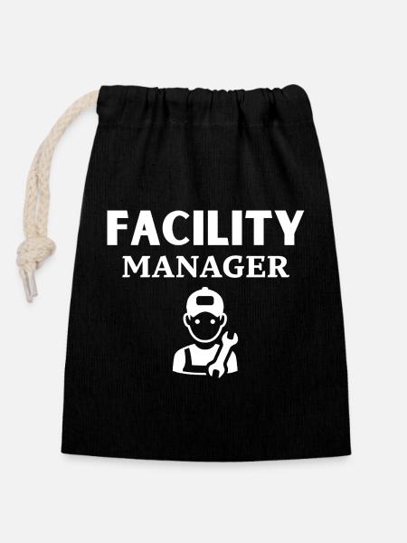 Facility Manager - Verschließbarer Geschenkbeutel aus Baumwolle (14x20cm) - Schwarz