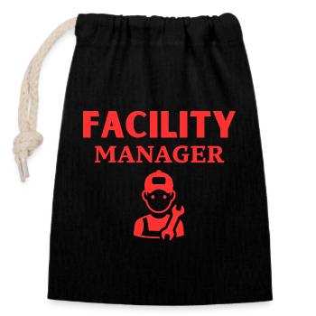 Facility Manager - Verschließbarer Geschenkbeutel aus Baumwolle (14x20cm) - Schwarz - Vorne
