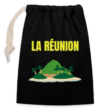 Tropisches T-Shirt auf der Insel La Réunion - Verschließbarer Geschenkbeutel aus Baumwolle (14x20cm) - Schwarz - Vorne
