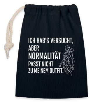 Normalität passt nicht zum Outfit - Verschließbarer Geschenkbeutel aus Baumwolle (14x20cm) - Navy - Vorne