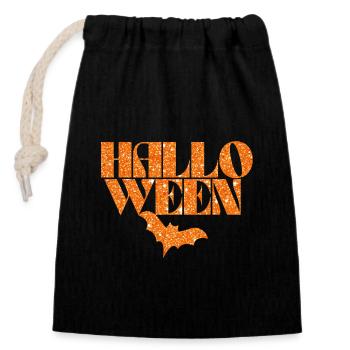 Silhouette de chauve-souris orange d’Halloween - Sac cadeau en coton avec cordon (14 x 20 cm) - noir - Devant