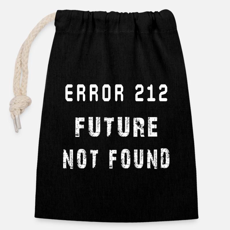 GenZ maroc: Error 212-Future not found - Sac cadeau en coton avec cordon (14 x 20 cm) - noir