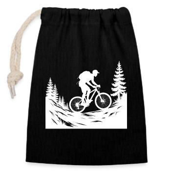 MTB Mountainbike - Verschließbarer Geschenkbeutel aus Baumwolle (14x20cm) - Schwarz - Vorne