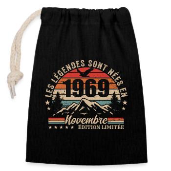 génial depuis novembre 1969 | novembre 1969 - Sac cadeau en coton avec cordon (14 x 20 cm) - noir - Devant