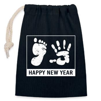 Gender Reveal Silvester - Verschließbarer Geschenkbeutel aus Baumwolle (14x20cm) - Navy - Vorne