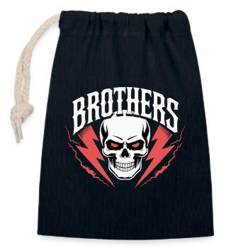 Brothers Skull Thunder Crest - Closable cotton gift bag (14x20cm) - navy - Front