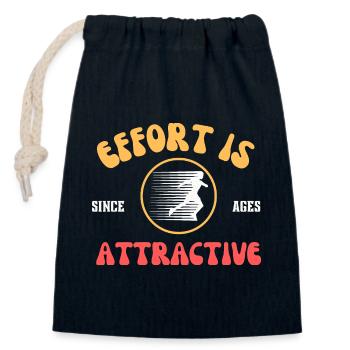 L’effort est attrayant - course à pied, gym, vêtements de sport - Sac cadeau en coton avec cordon (14 x 20 cm) - bleu marine - Devant