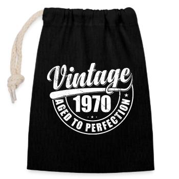 Cadeau d’anniversaire années 1970 vintage années 1970 rétro années 1970 - Sac cadeau en coton avec cordon (14 x 20 cm) - noir - Devant