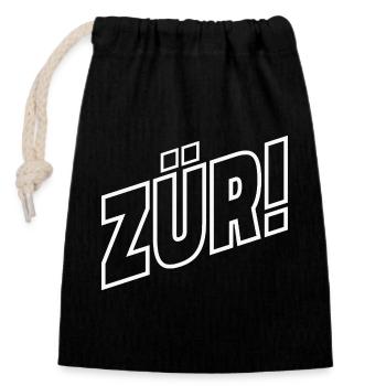 Zurich - Closable cotton gift bag (14x20cm) - black - Front