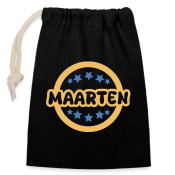 Prénom Maarten - Sac cadeau en coton avec cordon (14 x 20 cm) - noir - Devant