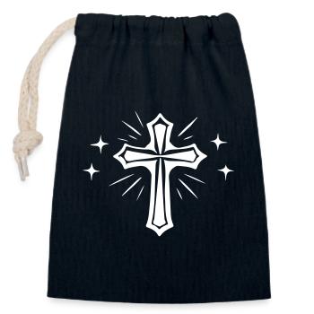 Symbolisme croisé chrétien - Sac cadeau en coton avec cordon (14 x 20 cm) - bleu marine - Devant