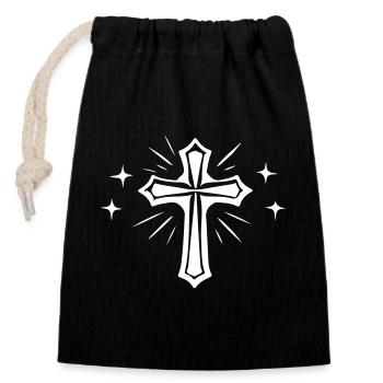 Kreuz Christlich Symbolik - Verschließbarer Geschenkbeutel aus Baumwolle (14x20cm) - Schwarz - Vorne