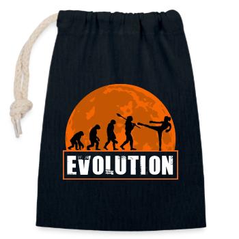 Evolution Of Kickboxing Funny Martial Arts Retro - Closable cotton gift bag (14x20cm) - navy - Front