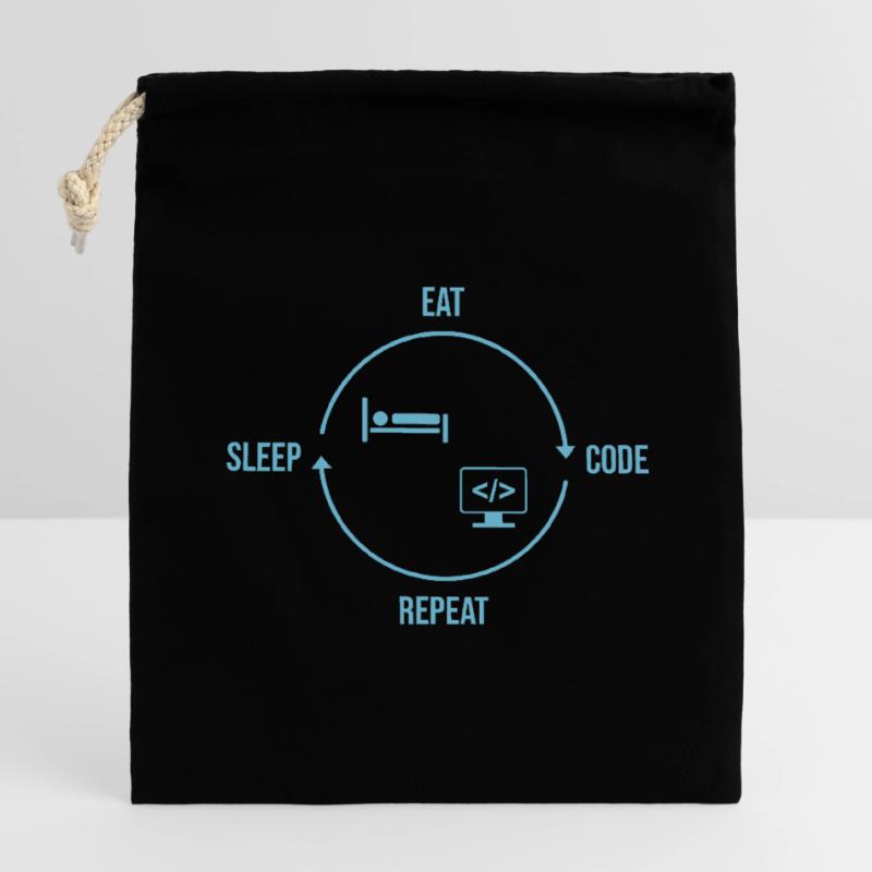 Répétition du code Manger Sommeil - Cycle du programmeur Sac cadeau en coton avec cordon (14 x 20 cm)