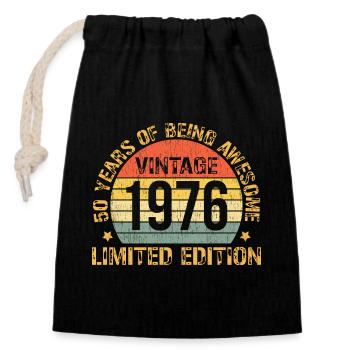 50e anniversaire Homme Femme 50 ans 1976 - Sac cadeau en coton avec cordon (14 x 20 cm) - noir - Devant