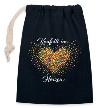 Confettis de musique rock de carnaval dans le cœur - Sac cadeau en coton avec cordon (14 x 20 cm) - bleu marine - Devant