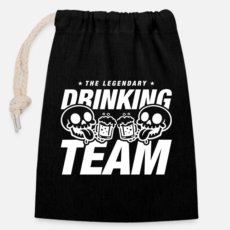 Drinking Team Skeleton Beer - Closable cotton gift bag (14x20cm) - black