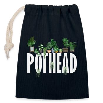 Plant Lovers Plants Gardeners Gardening - Closable cotton gift bag (14x20cm) - navy - Front