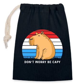 Capybara - Closable cotton gift bag (14x20cm) - navy - Front