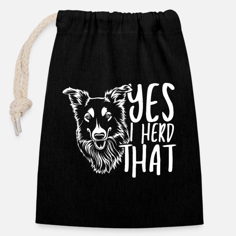 Wolf head with handwritten text - Closable cotton gift bag (14x20cm) - black
