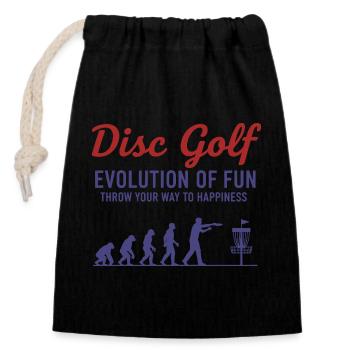Disc Golf Evolution Of Fun Wirf Dich Zu - Verschließbarer Geschenkbeutel aus Baumwolle (14x20cm) - Schwarz - Vorne