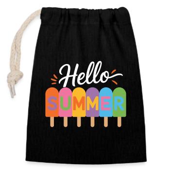 Hallo Sommer - Verschließbarer Geschenkbeutel aus Baumwolle (14x20cm) - Schwarz - Vorne