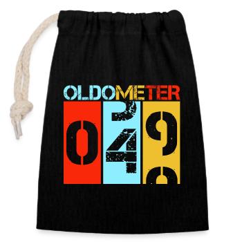 Oldometer 50th Birthday Funny Retro Odometer - Closable cotton gift bag (14x20cm) - black - Front