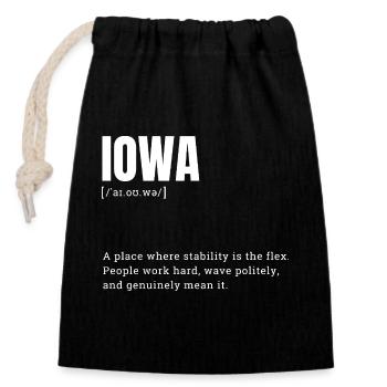 Iowa Bold Typography Statement - Closable cotton gift bag (14x20cm) - black - Front