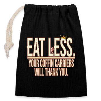 Eat Less - Closable cotton gift bag (14x20cm) - black - Front